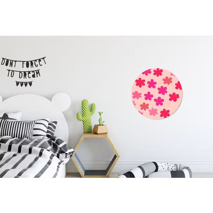 Wandcirkel - Aluminium - Bloemen - Patroon - Roze — 5