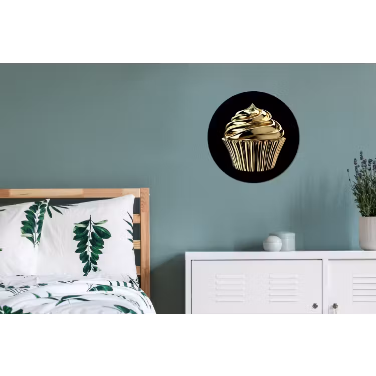 Wandcirkel - Aluminium - Cupcake - Eten - Goud - Zwart — 4