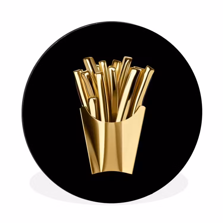 Wandcirkel - Aluminium - Friet - Goud - Chrome - Eten — 1