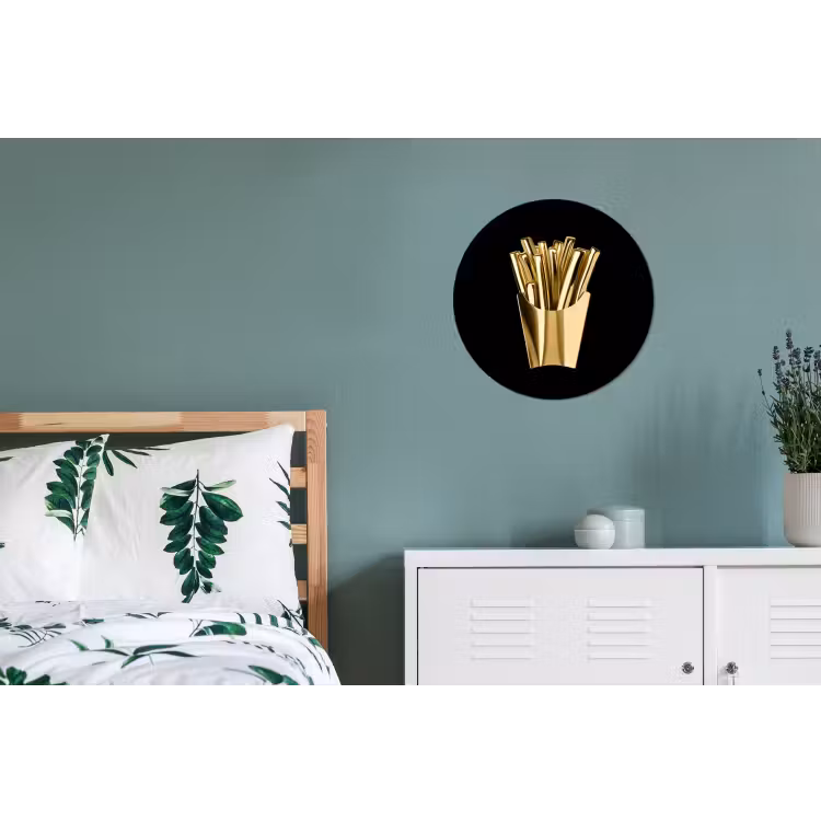 Wandcirkel - Aluminium - Friet - Goud - Chrome - Eten — 4