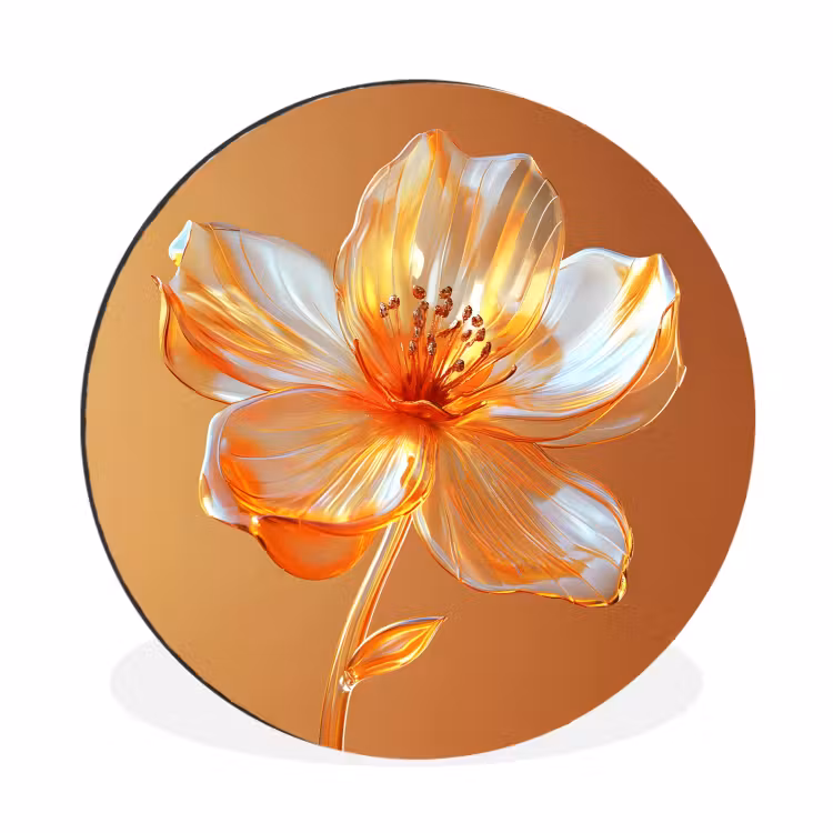 Wandcirkel - Aluminium - Glazen - Bloem - Oranje — 1