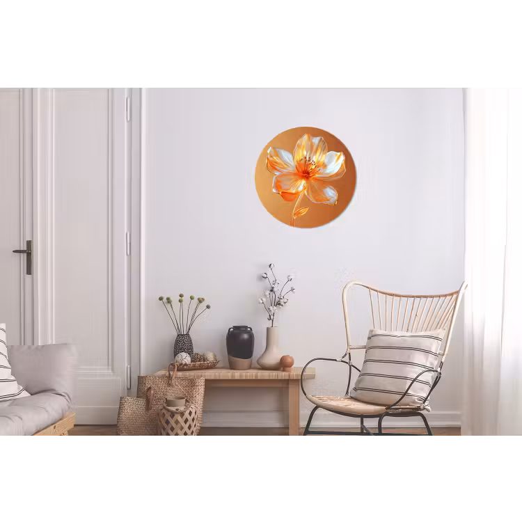Wandcirkel - Aluminium - Glazen - Bloem - Oranje — 2