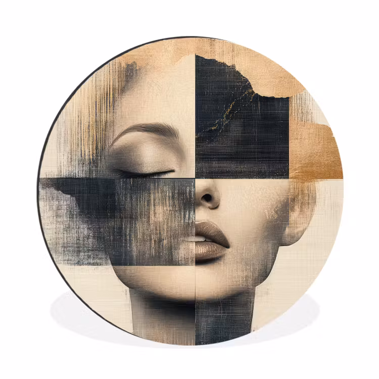 Wandcirkel - Aluminium - Goud - Vrouw - Rechthoeken — 1
