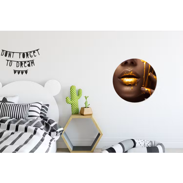 Wandcirkel - Aluminium - Goud - Vrouw - Verf - Lippen - Luxe — 5