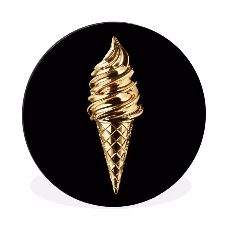 Wandcirkel - Aluminium - Ijs - Goud - Zwart - Eten — 1