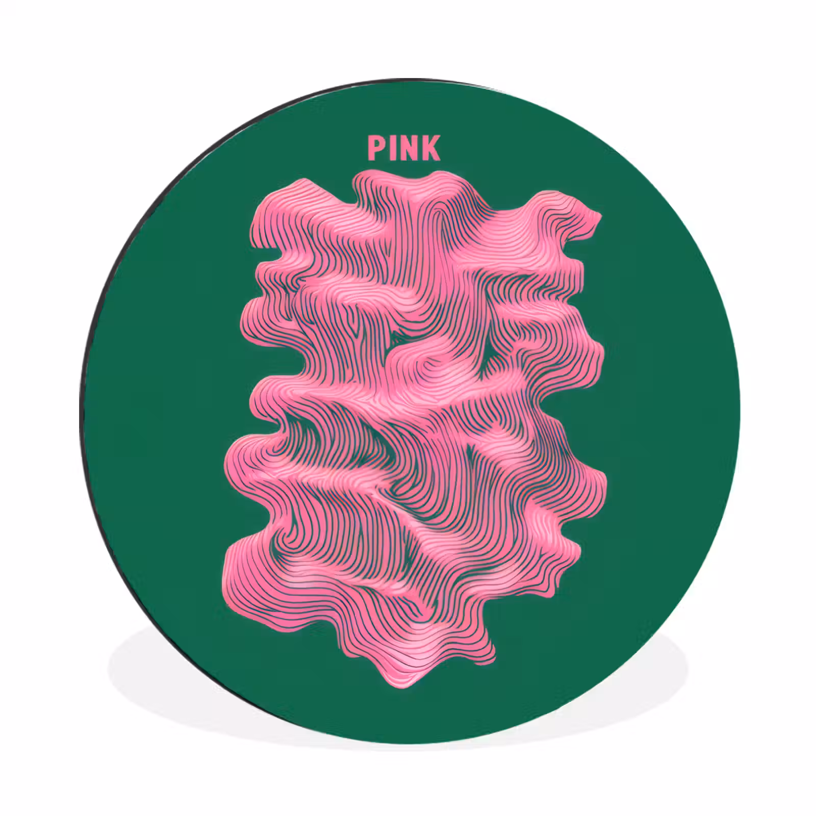 Wandcirkel - Aluminium - Abstract - Pink - Lijnen - Groen — 1