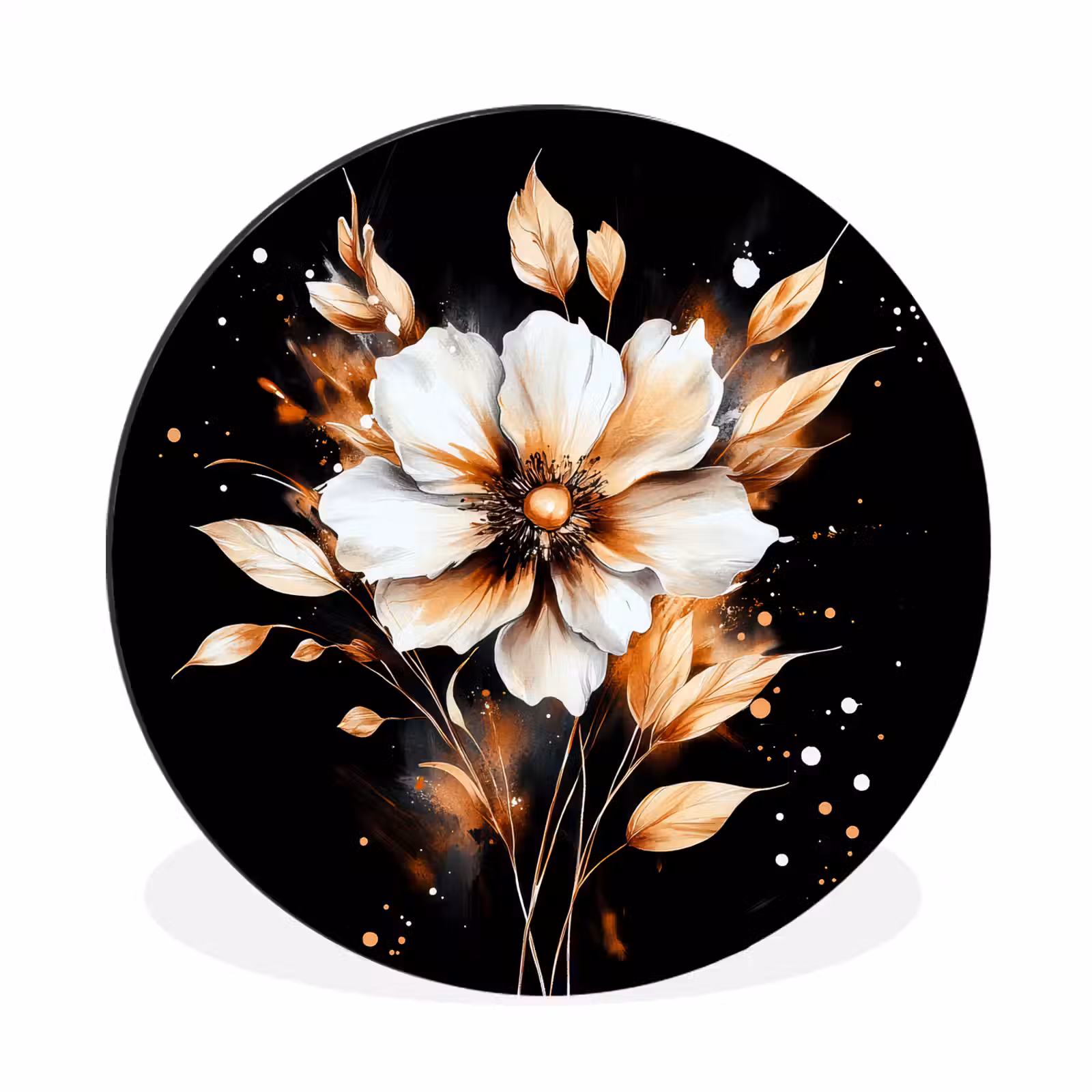 Wandcirkel - Aluminium - Bloem - Verf - Goud - Graffiti - Modern — 1