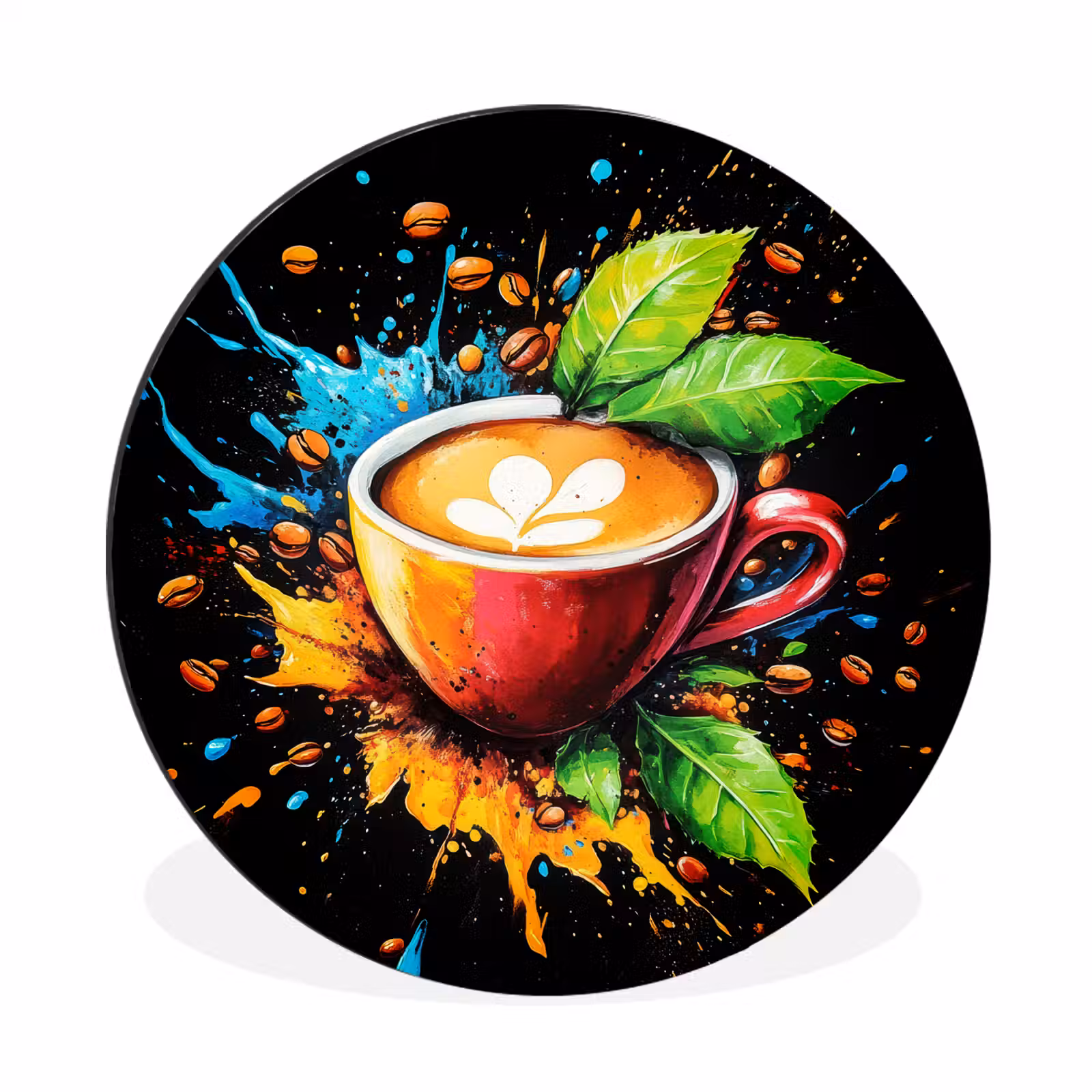 Wandcirkel - Aluminium - Koffie - Graffiti - Drinken - Abstract — 1