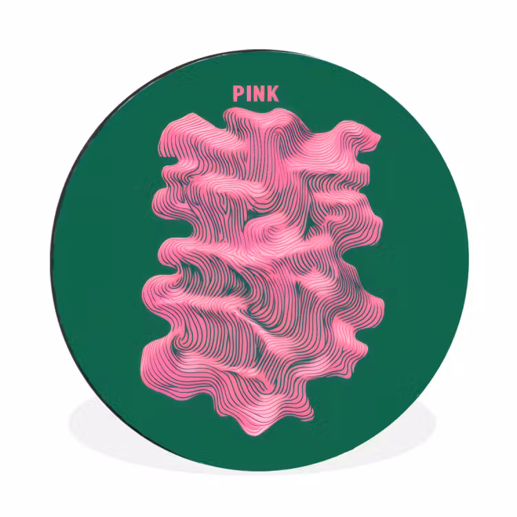 Wandcirkel - Aluminium - Abstract - Pink - Lijnen - Groen — 1