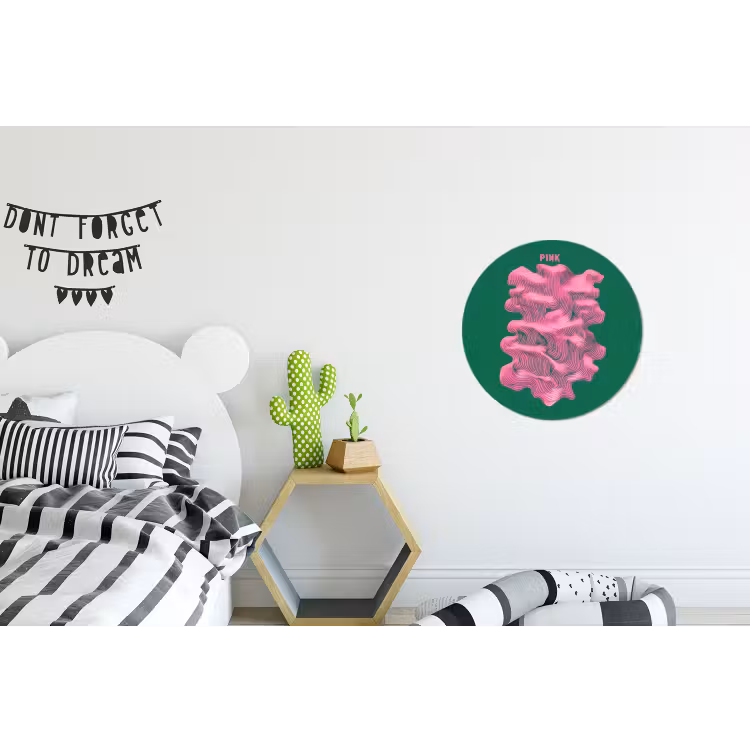 Wandcirkel - Aluminium - Abstract - Pink - Lijnen - Groen — 5
