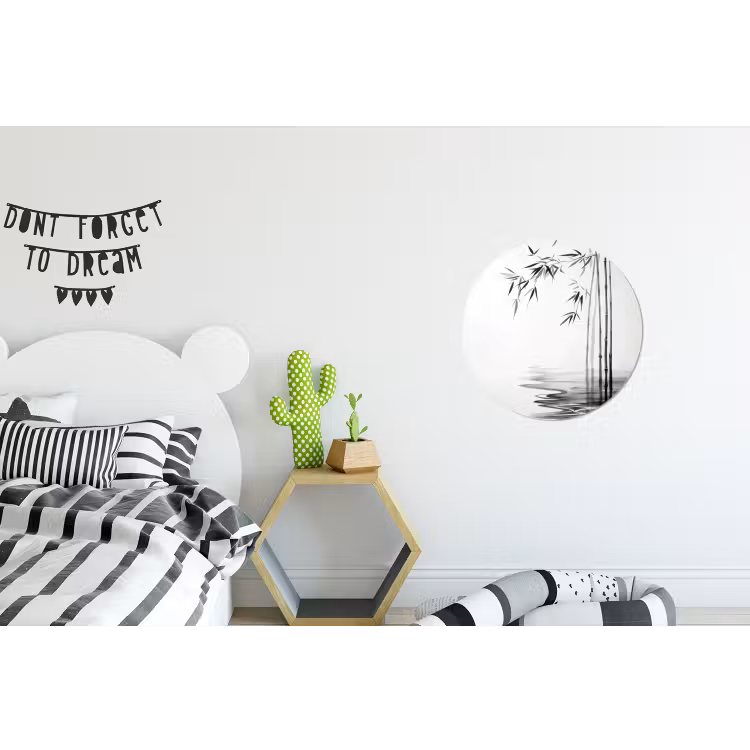 Wandcirkel - Aluminium - Bamboestammen - Water - Minimalistisch - Wit — 5