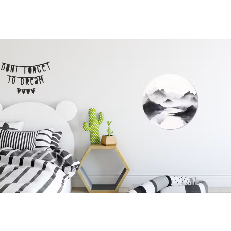 Wandcirkel - Aluminium - Bergen - Mistig - Water - Wit — 5