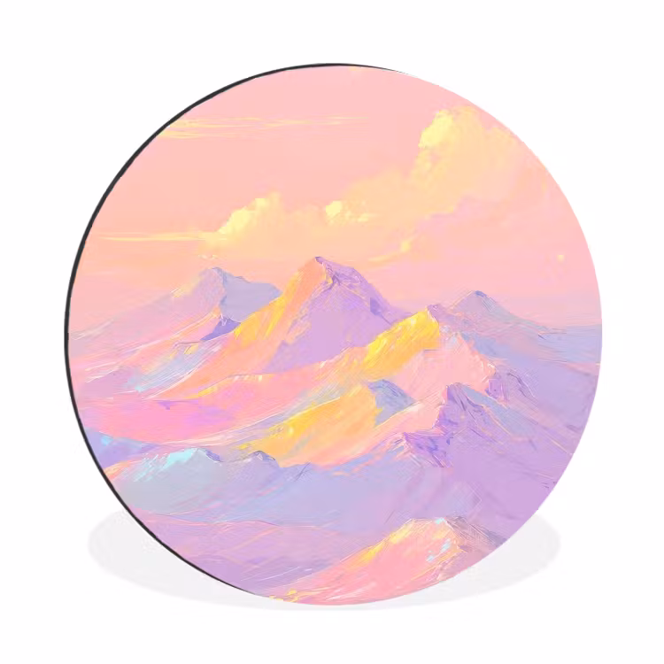 Wandcirkel - Aluminium - Bergtoppen - Wolken - Dromerig — 1