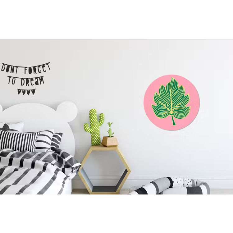 Wandcirkel - Aluminium - Blad - Groen - Illustratie - Minimalistisch — 5