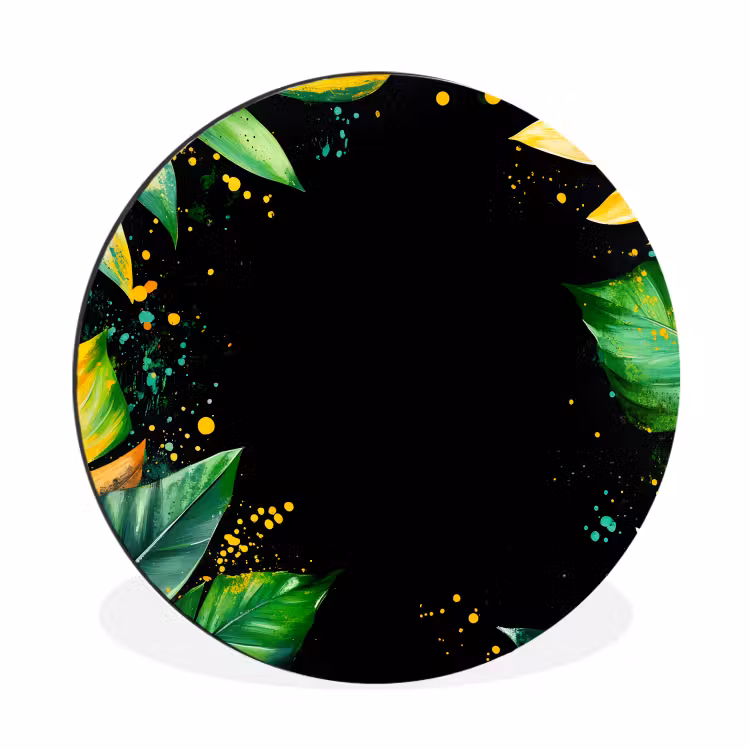 Wandcirkel - Aluminium - Bladeren - Groen - Geel - Verf - Jungle — 1