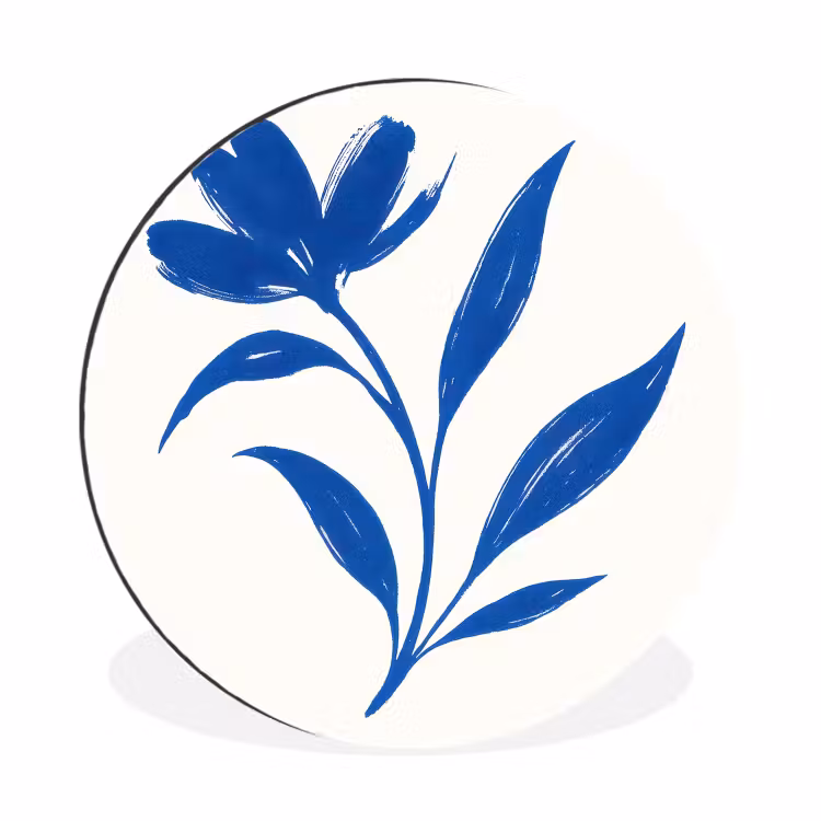 Wandcirkel - Aluminium - Bloem - Blaadjes - Minimalistisch - Blauw — 1