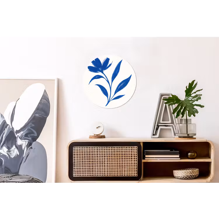 Wandcirkel - Aluminium - Bloem - Blaadjes - Minimalistisch - Blauw — 3