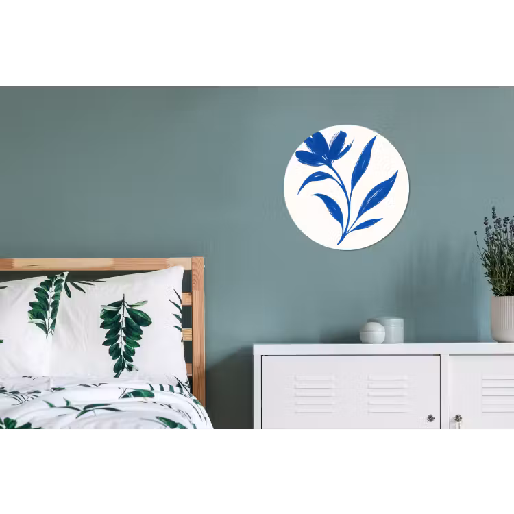 Wandcirkel - Aluminium - Bloem - Blaadjes - Minimalistisch - Blauw — 4
