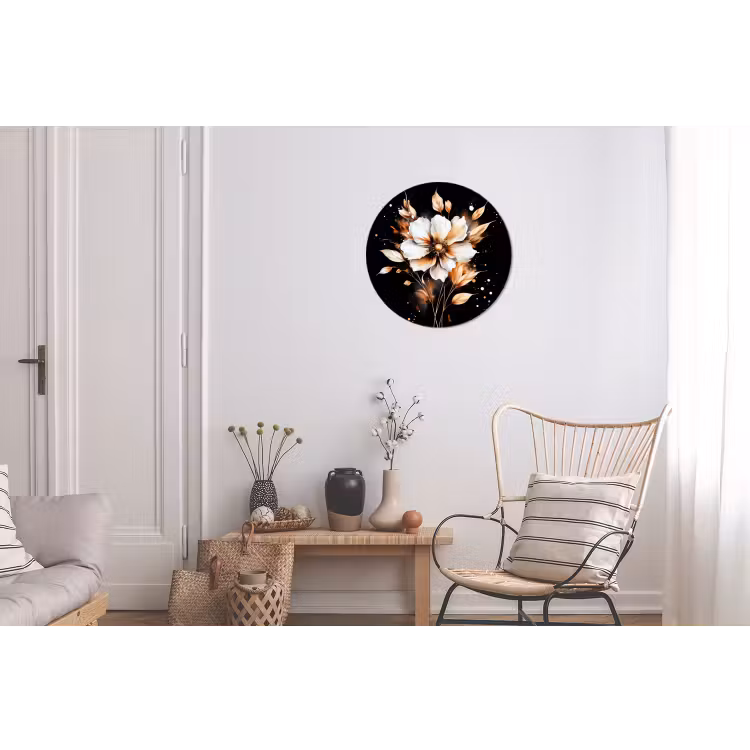 Wandcirkel - Aluminium - Bloem - Verf - Goud - Graffiti - Modern — 2