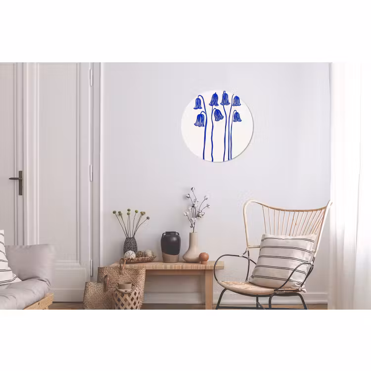 Wandcirkel - Aluminium - Bloemen - Blauw - Lijnen - Bloemblaadjes — 2