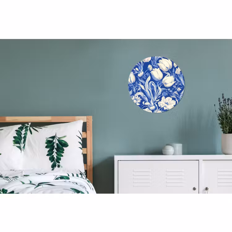 Wandcirkel - Aluminium - Bloemen - Delfts Blauw - Patroon - Tulp — 4