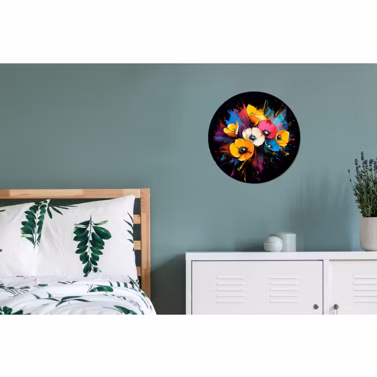 Wandcirkel - Aluminium - Bloemen - Kleurrijk - Graffiti - Modern - Boeket — 4