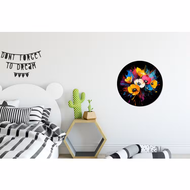 Wandcirkel - Aluminium - Bloemen - Kleurrijk - Graffiti - Modern - Boeket — 5