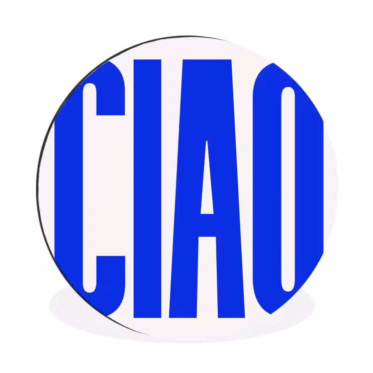 Wandcirkel - Aluminium - Ciao - Hoofdletters - Blauw - Minimalistisch — 1
