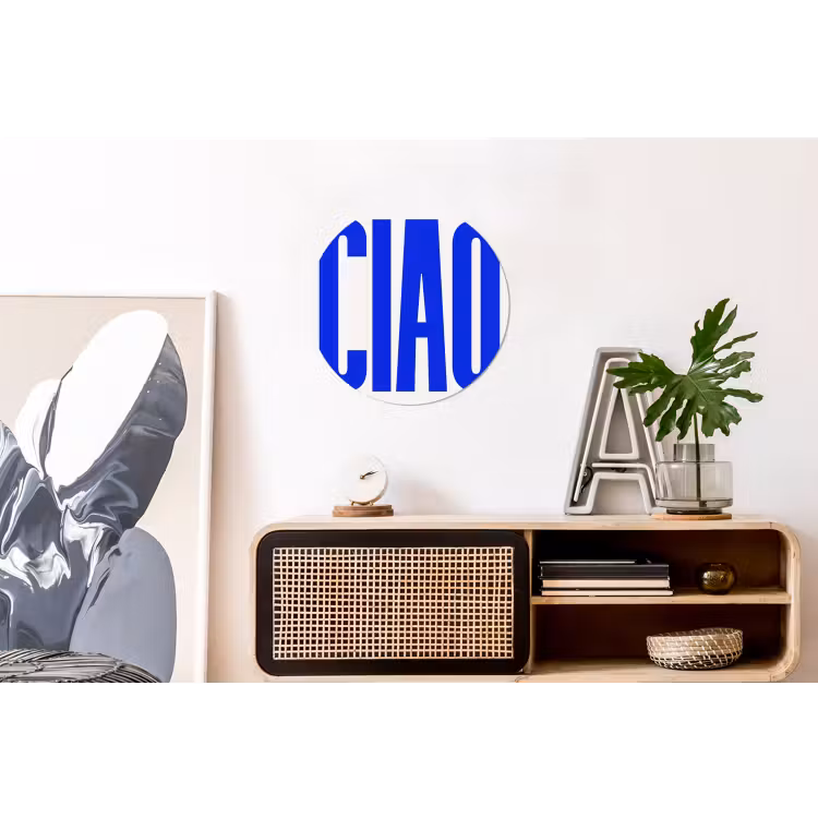Wandcirkel - Aluminium - Ciao - Hoofdletters - Blauw - Minimalistisch — 3