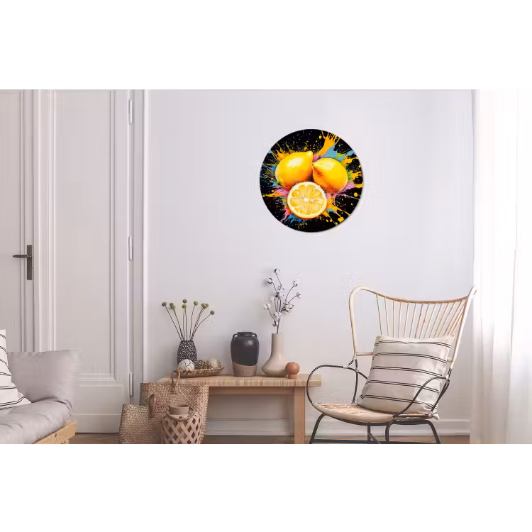 Wandcirkel - Aluminium - Citroen - Graffiti - Kleurrijk - Verf - Modern — 2