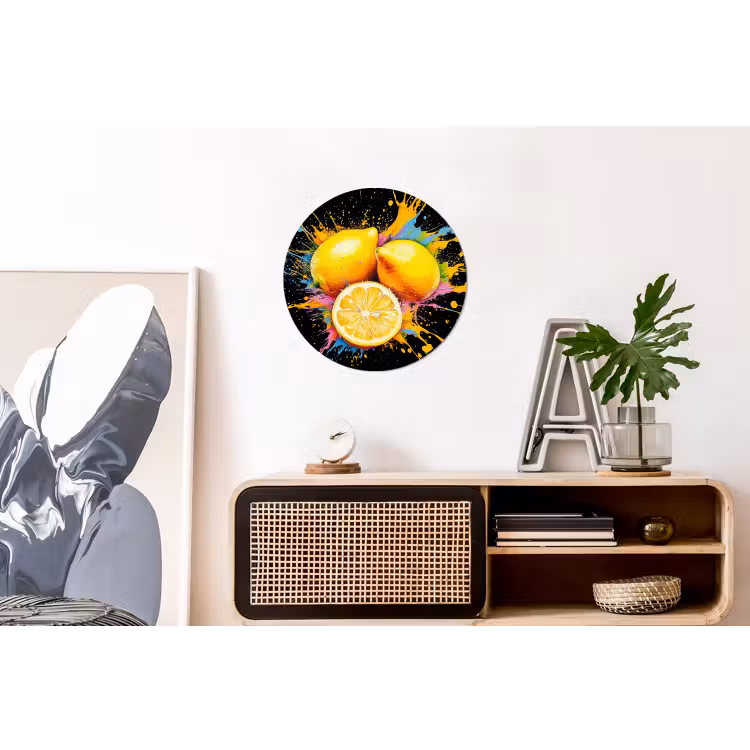 Wandcirkel - Aluminium - Citroen - Graffiti - Kleurrijk - Verf - Modern — 3