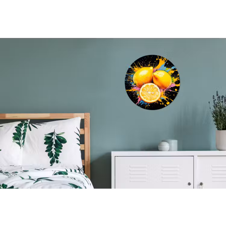 Wandcirkel - Aluminium - Citroen - Graffiti - Kleurrijk - Verf - Modern — 4
