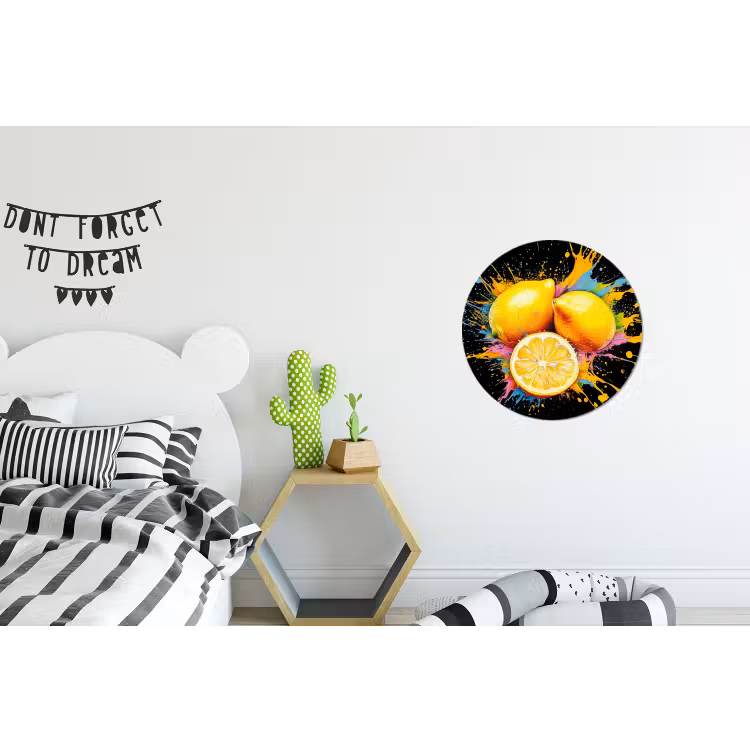Wandcirkel - Aluminium - Citroen - Graffiti - Kleurrijk - Verf - Modern — 5