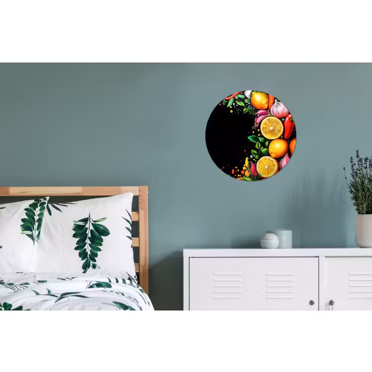 Wandcirkel - Aluminium - Citroenen - Peper - Kruiden - Graffiti - Verf - Abstract — 4