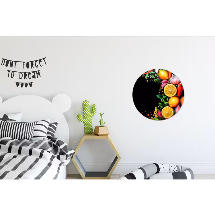 Wandcirkel - Aluminium - Citroenen - Peper - Kruiden - Graffiti - Verf - Abstract — 5