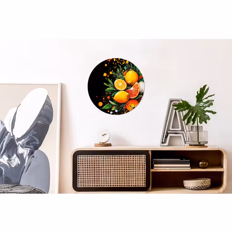 Wandcirkel - Aluminium - Citroenen - Zwart - Kruiden - Graffiti - Verf — 3