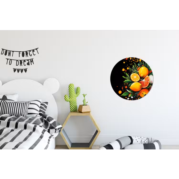 Wandcirkel - Aluminium - Citroenen - Zwart - Kruiden - Graffiti - Verf — 5