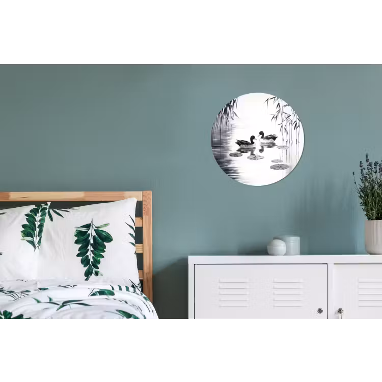 Wandcirkel - Aluminium - Eenden - Waterlelies - Riet - Zwart — 4