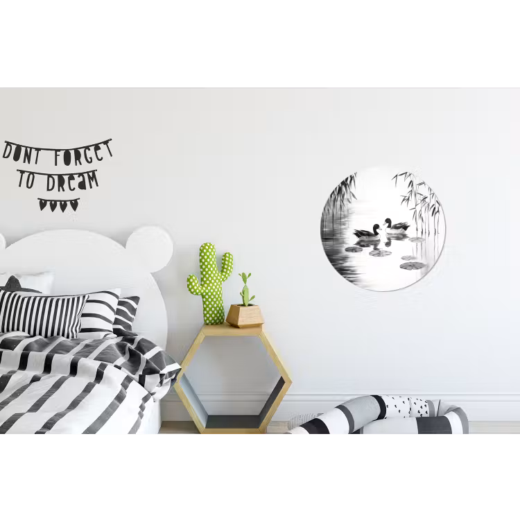 Wandcirkel - Aluminium - Eenden - Waterlelies - Riet - Zwart — 5