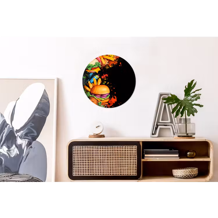 Wandcirkel - Aluminium - Fastfood - Graffiti - Hamburger - Eten - Modern — 3