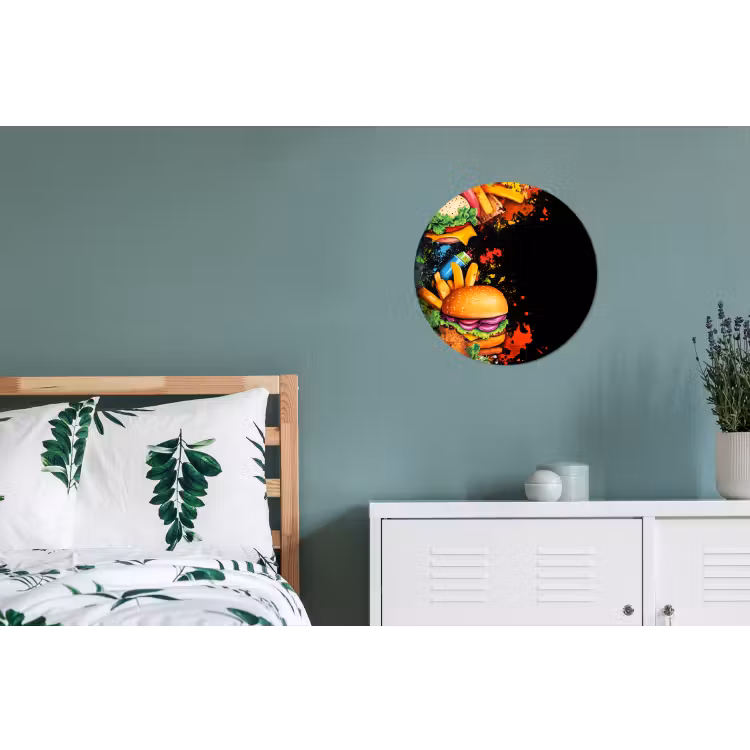 Wandcirkel - Aluminium - Fastfood - Graffiti - Hamburger - Eten - Modern — 4