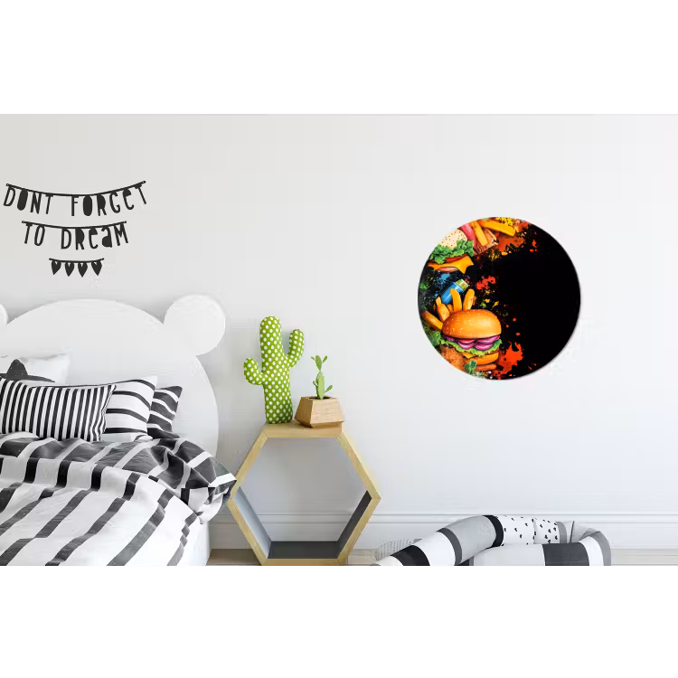 Wandcirkel - Aluminium - Fastfood - Graffiti - Hamburger - Eten - Modern — 5