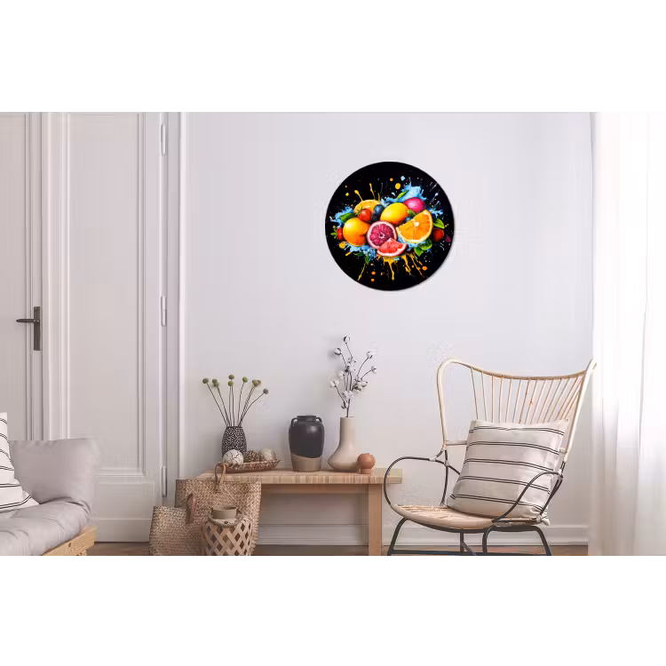 Wandcirkel - Aluminium - Fruit - Graffiti - Kleurrijk - Sinaasappel - Aardbei - Abstract — 2