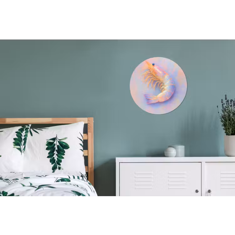 Wandcirkel - Aluminium - Garnaal - Subtiele structuur - Blauw - Roze — 4