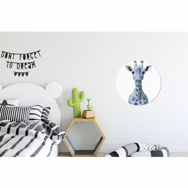 Wandcirkel - Aluminium - Giraffe - Delfts blauw - Dieren - Minimalistisch — 5