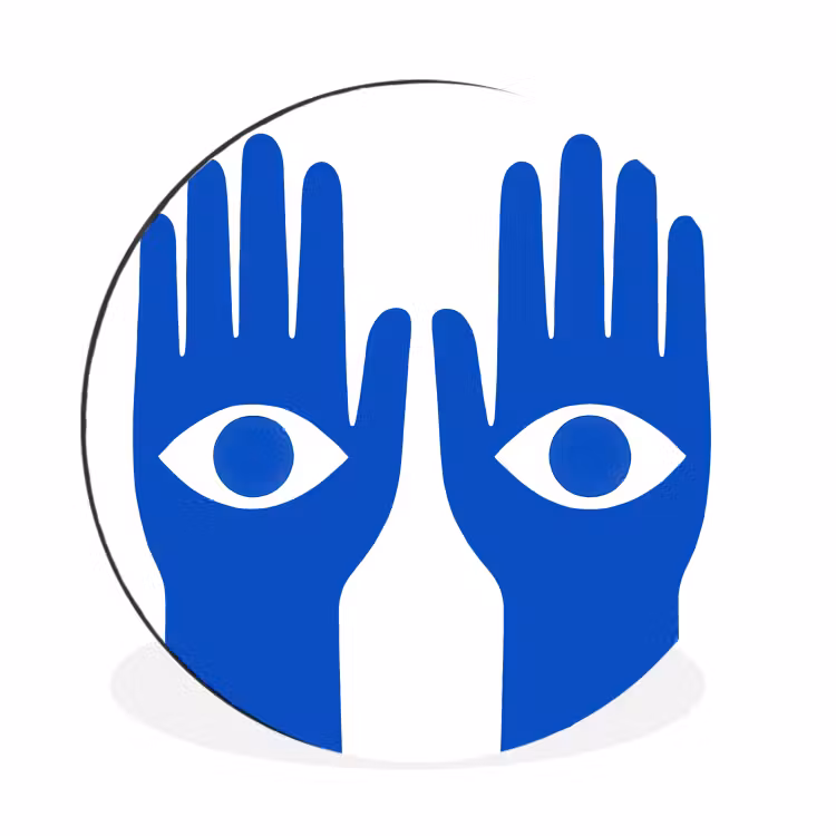Wandcirkel - Aluminium - Handen - Twee - Ogen - Blauw — 1