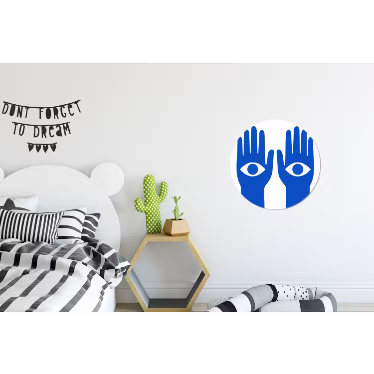 Wandcirkel - Aluminium - Handen - Twee - Ogen - Blauw — 5