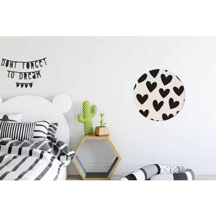 Wandcirkel - Aluminium - Hartjes - Zwart - Beige — 5