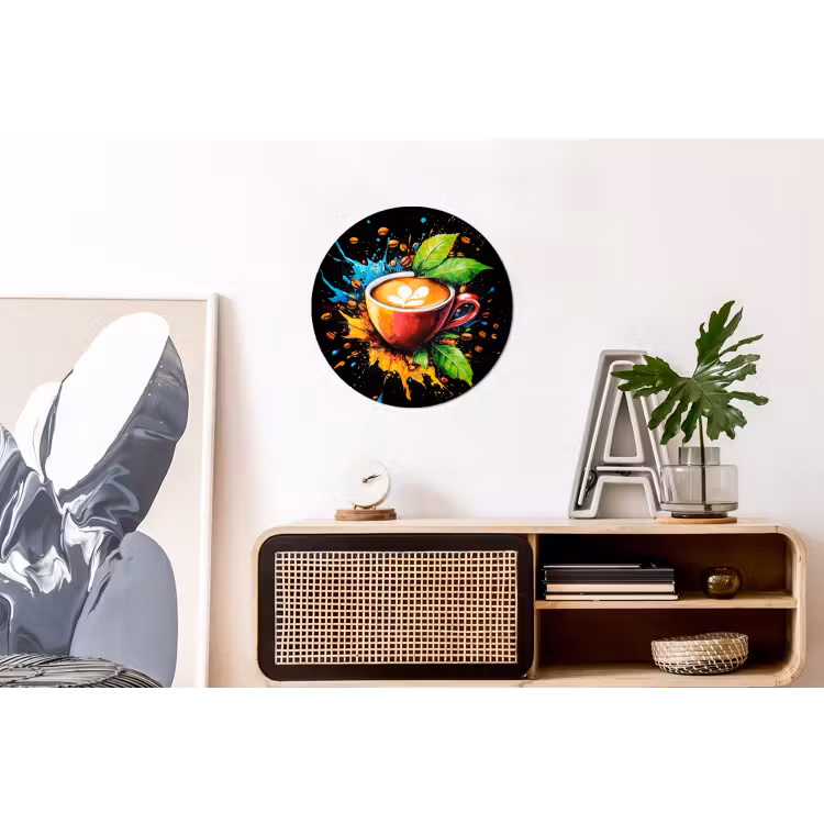 Wandcirkel - Aluminium - Koffie - Graffiti - Drinken - Abstract — 3