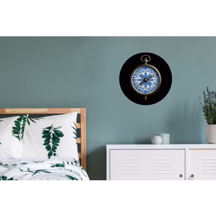 Wandcirkel - Aluminium - Kompas - Delfts blauw - Zwart — 4